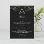 Gouden Zwarte Art Deco Slingerlichten Plat Menu (Staand voorkant)
