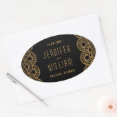Gouden Zwarte Art Deco Stijl Trouwsticker Ovale Sticker (Envelop)
