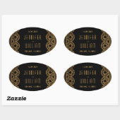 Gouden Zwarte Art Deco Stijl Trouwsticker Ovale Sticker (Vel)