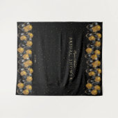 Gouden Zwarte Ballonnen Bruidsfeest Fotohokje Wandkleed (Voorkant (horizontaal))
