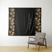 Gouden Zwarte Ballonnen Bruidsfeest Fotohokje Wandkleed (In Situ (horizontaal))