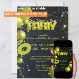 Gouden zwarte ballonnen Confetti oudejaarsavond fe Kaart