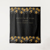 Gouden Zwarte Ballonnen Nieuwjaarsfeest Prop Wandkleed (Voorkant)