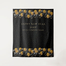 Gouden Zwarte Ballonnen Nieuwjaarsfeest Prop Wandkleed