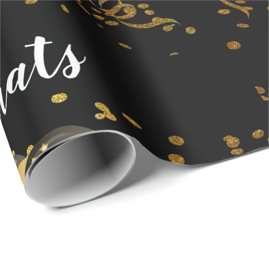 Gouden zwarte ballonnen Pensioen Party Cadeaupapier (Rol Hoek)