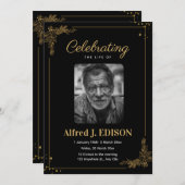 Gouden Zwarte Begrafenisprogramma, Begrafenismonum Kaart (Voorkant / Achterkant)