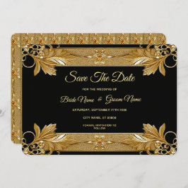 Gouden zwarte bloem Bewaar de datum Save The Date