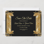 Gouden zwarte bloem Bewaar de datum Save The Date (Voorkant)