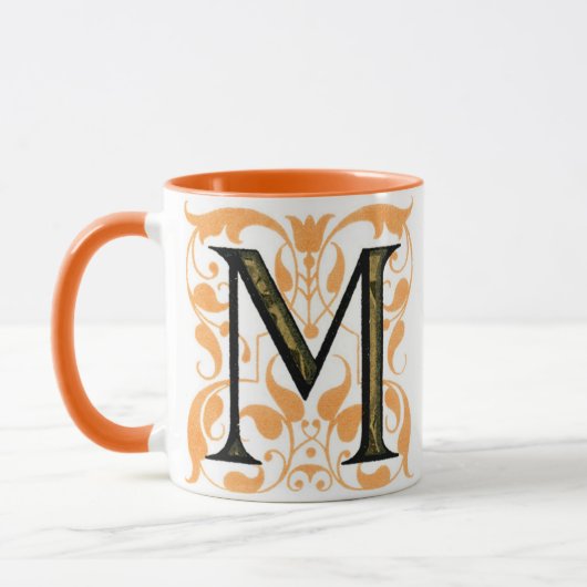 Gouden & Zwarte Bloem 'M' - Mok (Links)