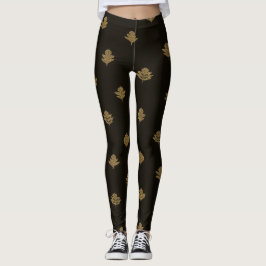Gouden Zwarte Broek Patroon Leggings