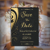Gouden zwarte bruiloft en Jubileum personaliseren Save The Date