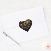 Gouden zwarte bruiloft winter "dank u" hart sticker (Envelop)