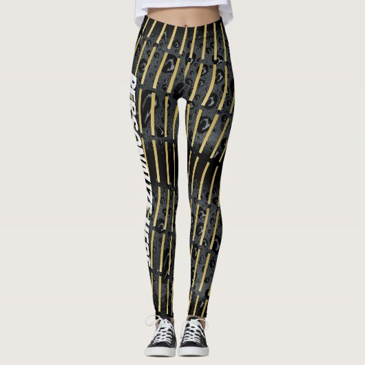 Gouden Zwarte Bubbels Custom Moderne Designer Leggings (Voorkant)