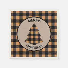 Gouden zwarte buffel geplakt kerstboom servet