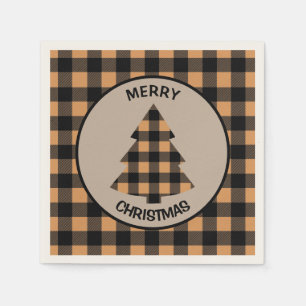 Gouden zwarte buffel geplakt kerstboom servet