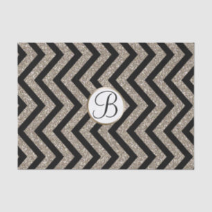 Gouden Zwarte Chevron Print Monogram Letter Initia Tissuepapier