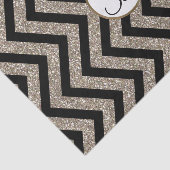 Gouden Zwarte Chevron Print Monogram Letter Initia Tissuepapier (Detail)