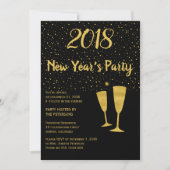 Gouden zwarte confetti Nieuwjaarsviering uitnodigi Kaart (Voorkant)