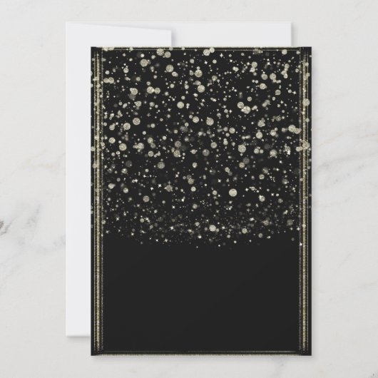 Gouden & Zwarte Confetti Splatter Engagement Party Kaart (Achterkant)