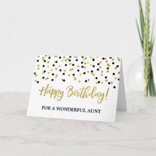 Gouden Zwarte Confetti Tante Verjaardag Kaart