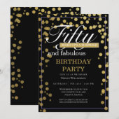 Gouden Zwarte Confetti Vijftig en Fantastisch Verj Kaart (Voorkant / Achterkant)