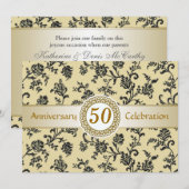 Gouden Zwarte Damast, 50ste Huwelijksjubileum Kaart (Voorkant / Achterkant)