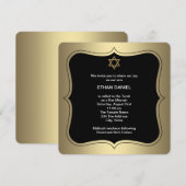 Gouden Zwarte Davidster Bar Mitzvah Kaart (Voorkant / Achterkant)