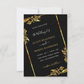 Gouden Zwarte Elegante Omlijste Moderne Trouw Uitn (Voorkant)