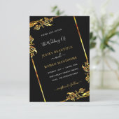 Gouden Zwarte Elegante Omlijste Moderne Trouw Uitn (Staand voorkant)