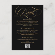 Gouden Zwarte Elegante Script Bruiloft Details