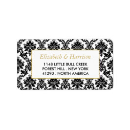 gouden, zwarte en witte ddkleurig huwelijk etiket