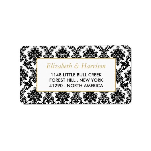 gouden, zwarte en witte ddkleurig huwelijk etiket (Voorkant)