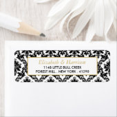  gouden, zwarte en witte ddkleurig huwelijk etiket (Insitu)