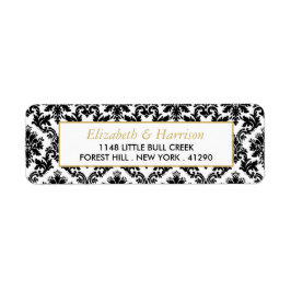 gouden, zwarte en witte ddkleurig huwelijk etiket