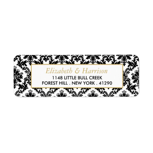  gouden, zwarte en witte ddkleurig huwelijk etiket (Voorkant)