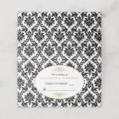  gouden, zwarte en witte ddkleurig huwelijk plaatskaartje (Buitenkant ongevouwen)