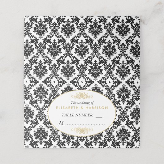  gouden, zwarte en witte ddkleurig huwelijk plaatskaartje (Buitenkant ongevouwen)