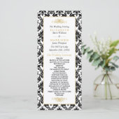  gouden, zwarte en witte ddkleurig huwelijk programmakaart (Staand voorkant)