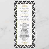  gouden, zwarte en witte ddkleurig huwelijk programmakaart (Voorkant)