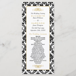 gouden, zwarte en witte ddkleurig huwelijk programmakaart