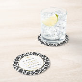  gouden, zwarte en witte ddkleurig huwelijk ronde kartonnen onderzetter (Insitu)