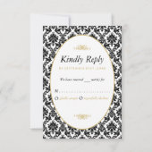  gouden, zwarte en witte ddkleurig huwelijk RSVP kaartje (Voorkant)