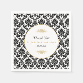 gouden, zwarte en witte ddkleurig huwelijk servet