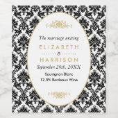  gouden, zwarte en witte ddkleurig huwelijk wijn etiket (Enkel label)