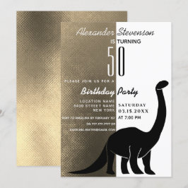 Gouden Zwarte en Witte Dinosaurus 50e Verjaardagsf Kaart