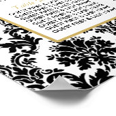  gouden, zwarte en witte dkleurige bruiloft poster (Hoek)