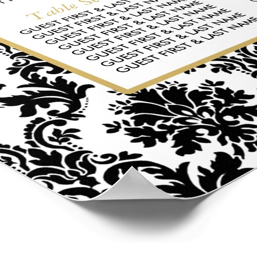  gouden, zwarte en witte dkleurige bruiloft poster (Hoek)