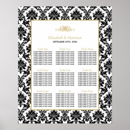  gouden, zwarte en witte dkleurige bruiloft poster (Voorkant)