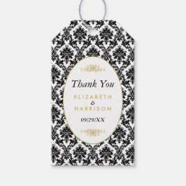 gouden, zwarte en witte dpersen cadeaulabel