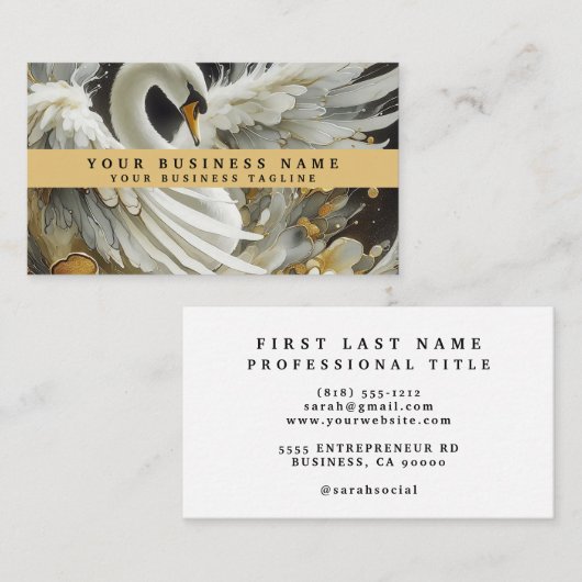 Gouden zwarte en witte zwaan Visitekaartjes (Voorkant / Achterkant)